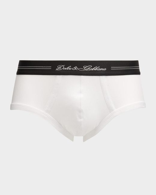 Dolce & Gabbana White Jersey Stretch Logo Script Briefs for men