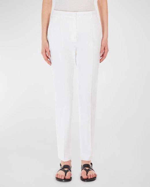 Max Mara Studio White Stemma Cropped Cotton Gabardine Trousers