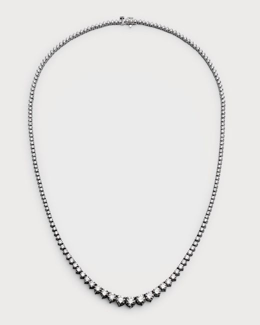 Neiman Marcus Natural 18k White Gold Necklace With Graduated Diamonds