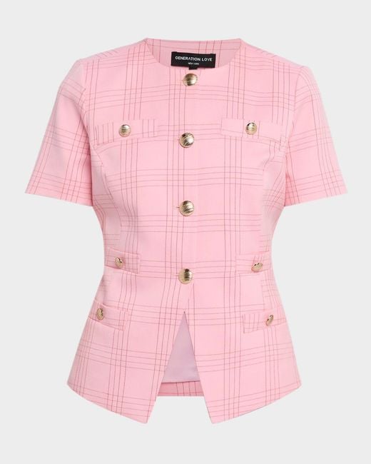 Generation Love Pink Reyes Windowpane Suiting Jacket