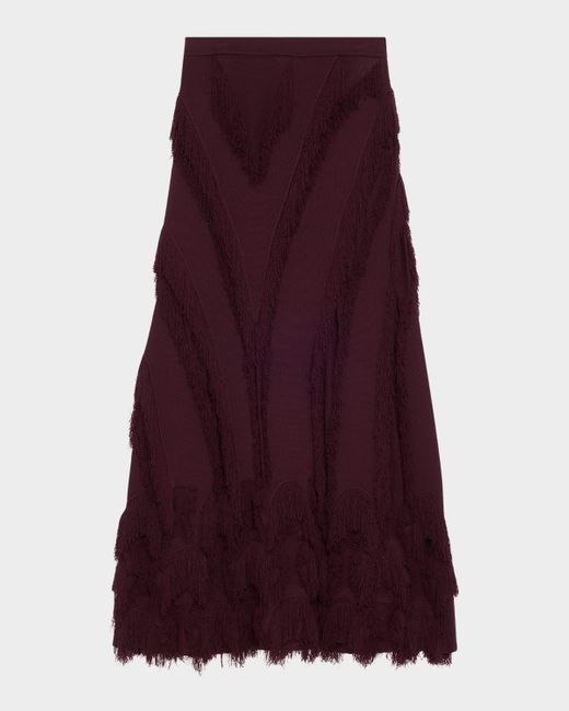 Ulla Johnson Purple Astrid Macrame Fringe Knit Maxi Skirt