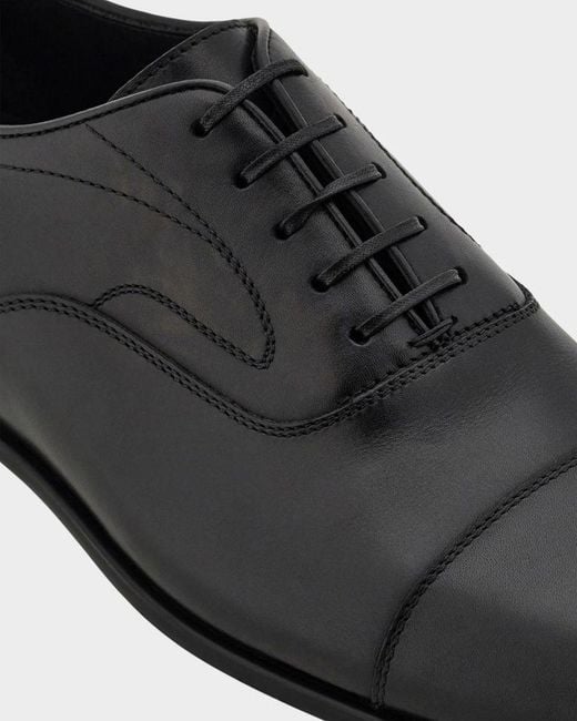 Ferragamo Black Apos;S Trinity Leather Cap-Toe Derby Shoes for men