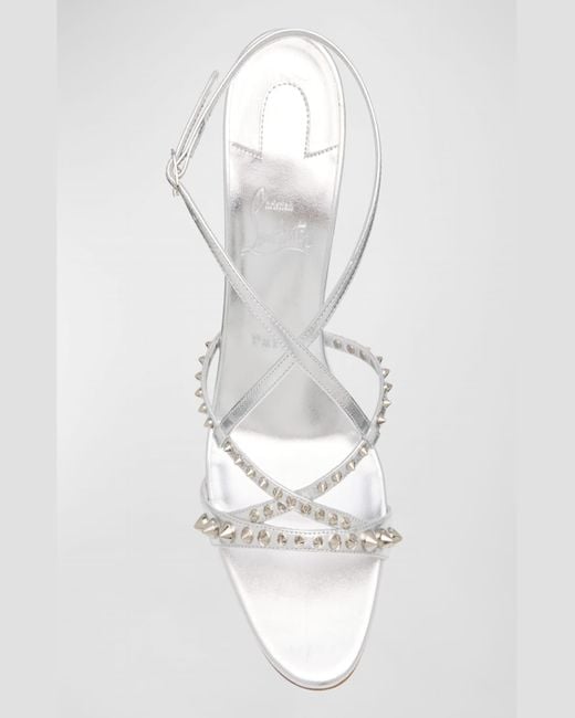 Christian Louboutin White Metallic Spikes Sole Sandals