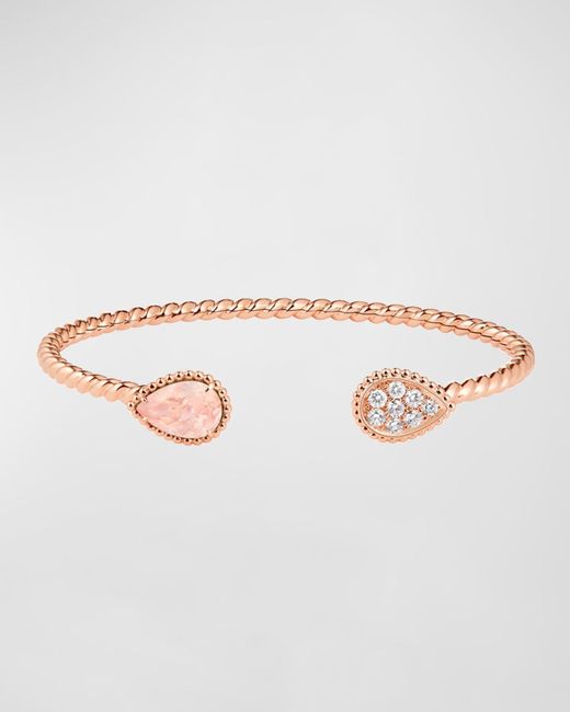 Boucheron Multicolor Serpent Bohème 18k Pink Gold 2-motif Diamond & Quartz Bracelet