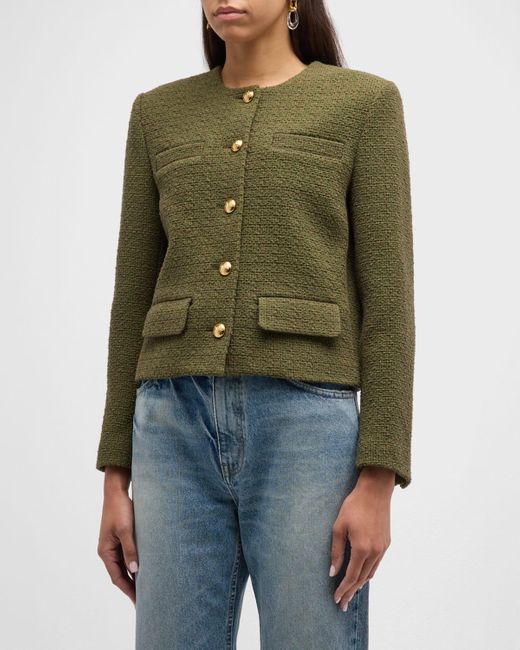 Nili Lotan Green Paige Tweed Jacket