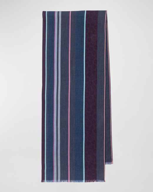 Paul Smith Blue Multi-Stripe Scarf for men