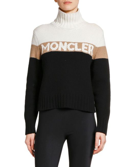 Moncler Black Colorblock Logo Sweater