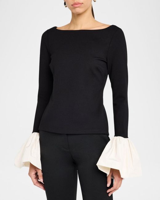 Staud Black Paige Voluminous Cuff Top