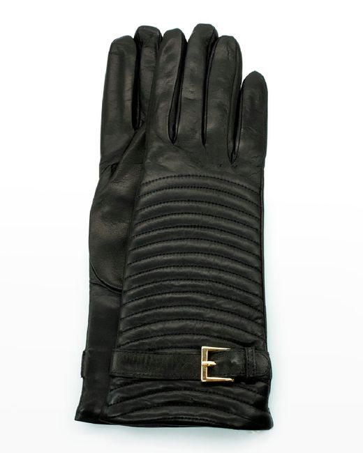 Portolano Black Cashmere-Lined Napa Belt Gloves