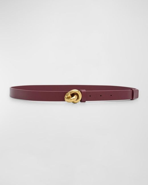 Bottega Veneta Purple Brass Knot Skinny Leather Belt