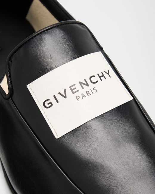 Givenchy Black Logo Label Leather Loafers