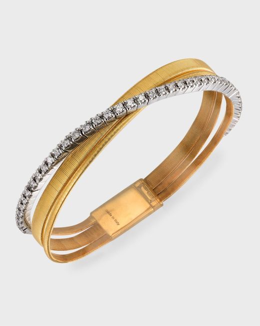 Marco Bicego Metallic Masai White Gold 3-strand Bracelet With Diamonds