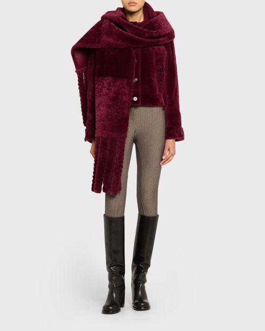 Burberry Red Lamb Shearling Single-Breasted Jacket