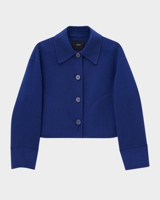 Joseph Blue Gerrard Cropped Double-Face Wool Jacket