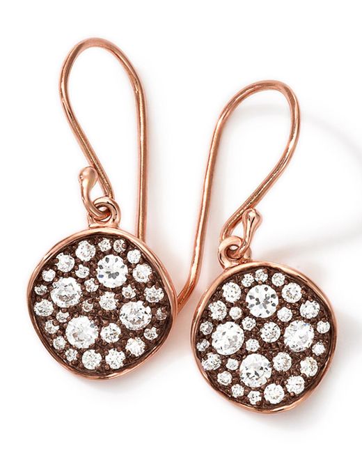 Ippolita White 18k Rose Gold Stardust Flower Mini Diamond Drop Earrings