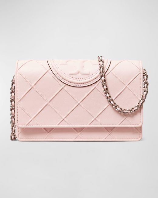 Tory Burch Pink Fleming Woven Chain Wallet Shoulder Bag