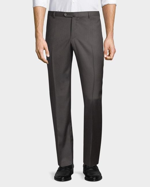 Isaia Gray Apos;S Gregory Basic Wool Trousers for men