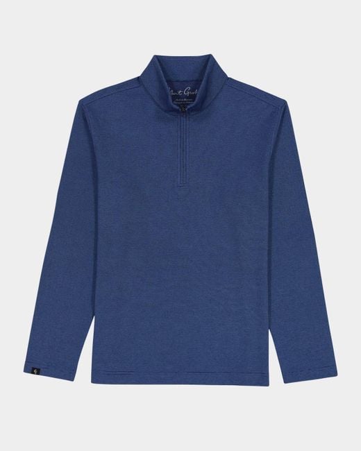 Robert Graham Blue Troland Stripe Quarter-Zip Sweater for men