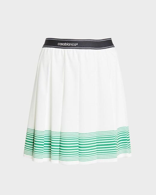 Casablancabrand Blue Stripe Pleated Mini Skirt