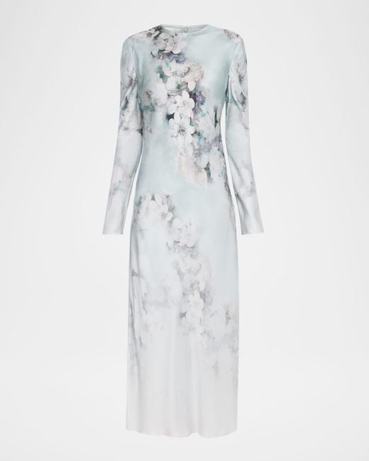 Alberta Ferretti Women's White Degrade Floral Print Washed Satin - Main Image