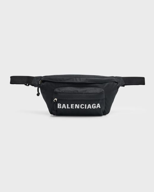 Balenciaga Black Wheel Nylon Logo Belt Bag for men