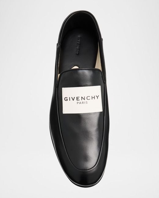 Givenchy Black Logo Label Leather Loafers