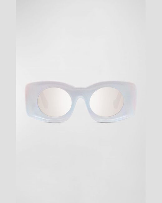 Loewe White Holographic Thin Geometric Sunglasses for men