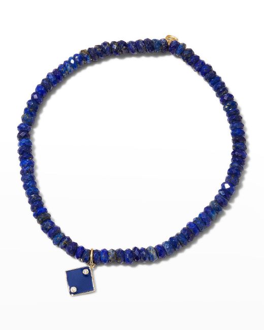 Sydney Evan Blue Diamond & Enamel Dice Beaded Bracelet for men