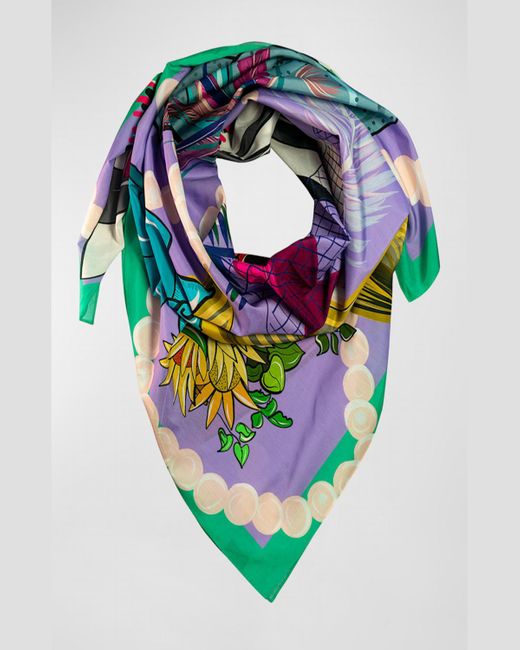 Mila & Such Purple Fabulous In A Hat Graphic-print Scarf