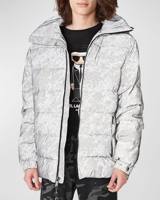 Karl Lagerfeld Gray Reflective Puffer Jacket for men