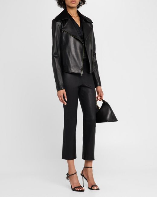 Vince Black Leather Zip-Front Jacket