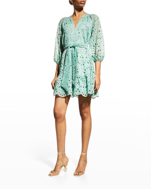 shoshanna green eyelet dress