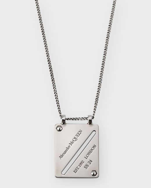 Alexander McQueen White Identity Tag Necklace for men