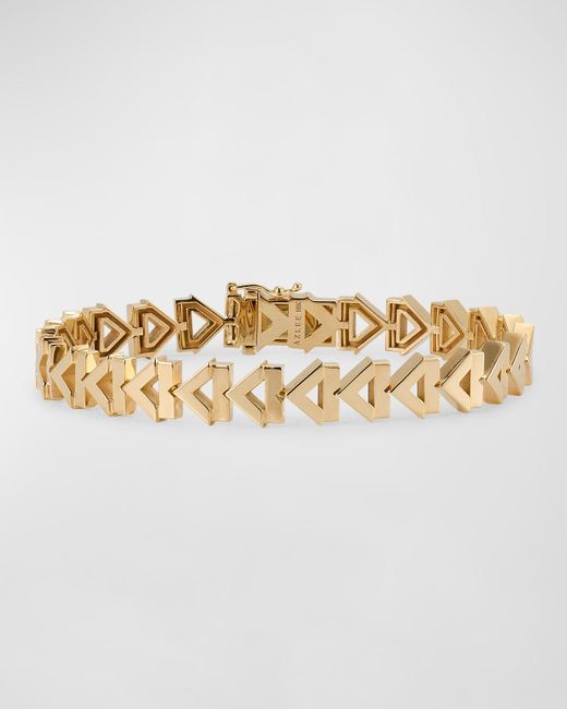 Azlee Metallic 18k Gold Deco Chevron Bracelet