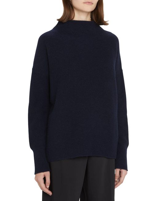 Vince Blue Boiled Cashmere Funnel-Neck Sweater