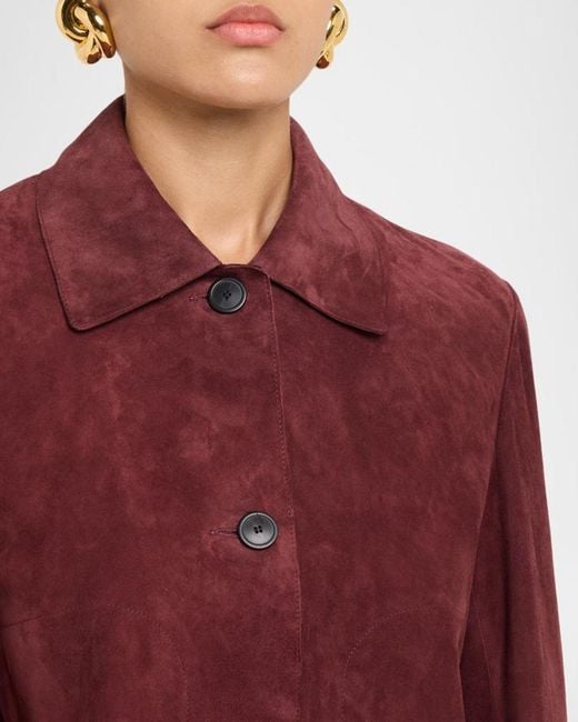 Arma Red Button-Down Suede Jacket