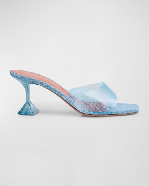 AMINA MUADDI Blue Lupita Denim Effect Slide Mule Sandals