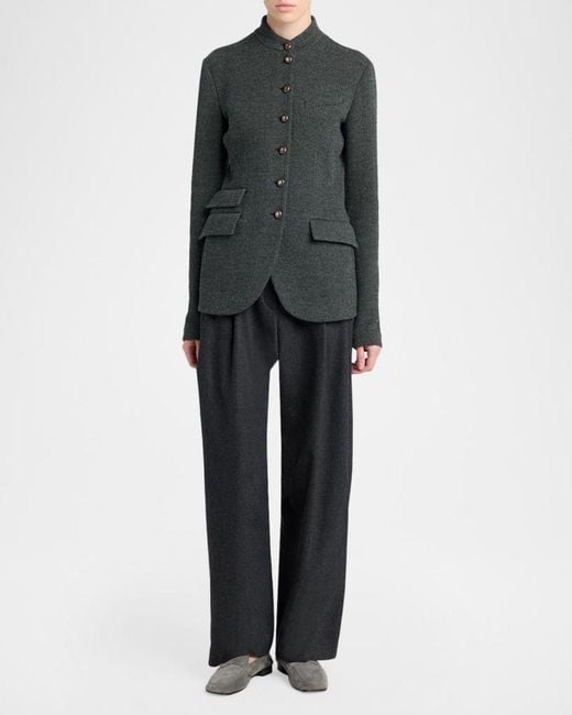 Giorgio Armani Black Buttoned Herringbone Jacket