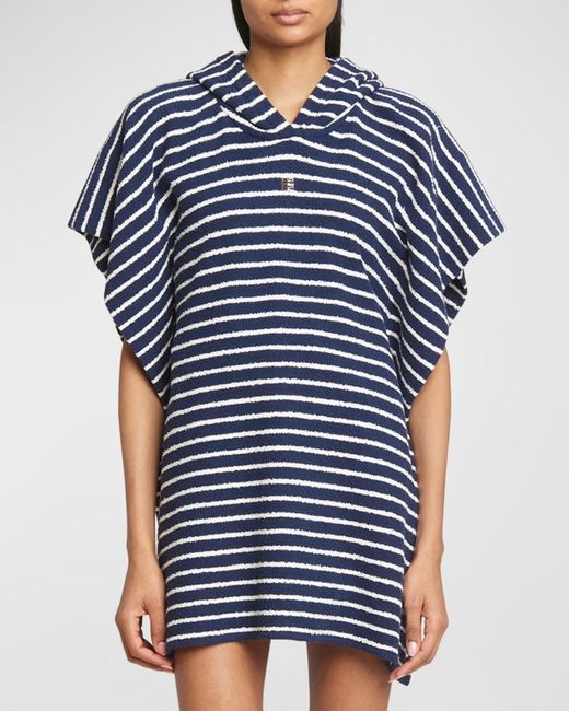 Givenchy Blue Striped Towelling Hooded Poncho