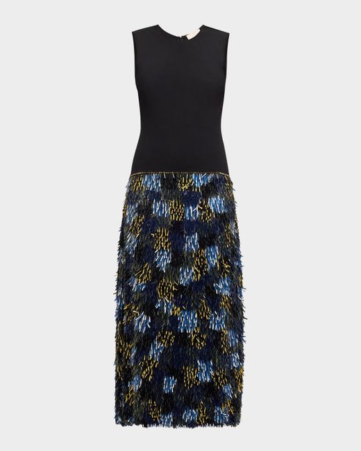 Ulla Johnson Women's Blue Simone Sleeveless Fringe Midi Dress Ulla Johnson Women's Blue Simone Sleeveless Fringe Midi Dress
