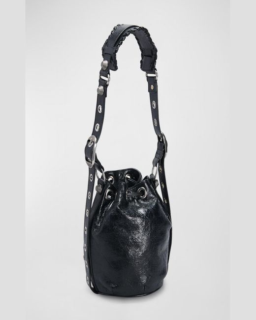 Balenciaga Black Le Cagole Xs Lambskin Bucket Bag