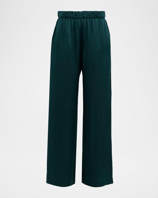 SABLYN Women's Green Brynn Wide-Leg Silk Pants
