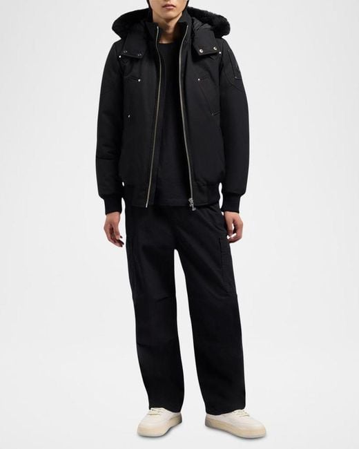 Moose Knuckles Black Apos;S Shearling Ballistic Bomber Jacket for men