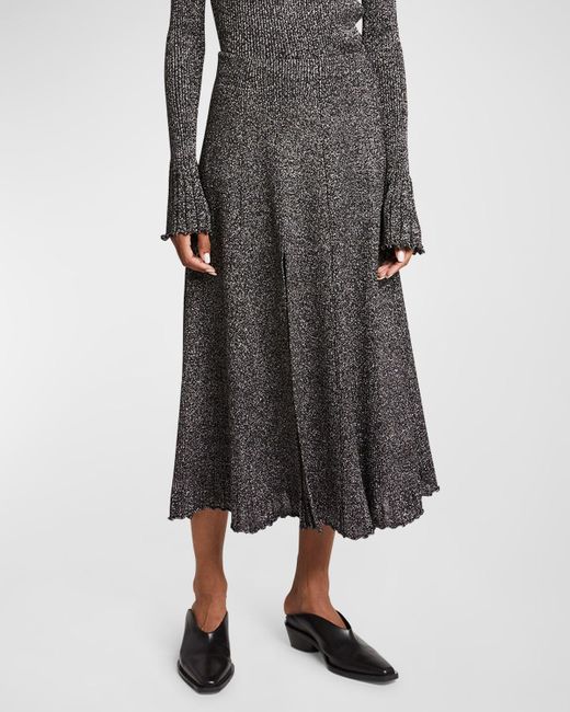 Proenza Schouler Gray Lidia Sparkly Knit A-Line Midi Skirt