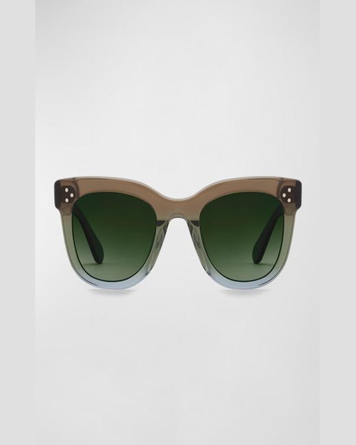 Krewe Green Jena Square Acetate Sunglasses
