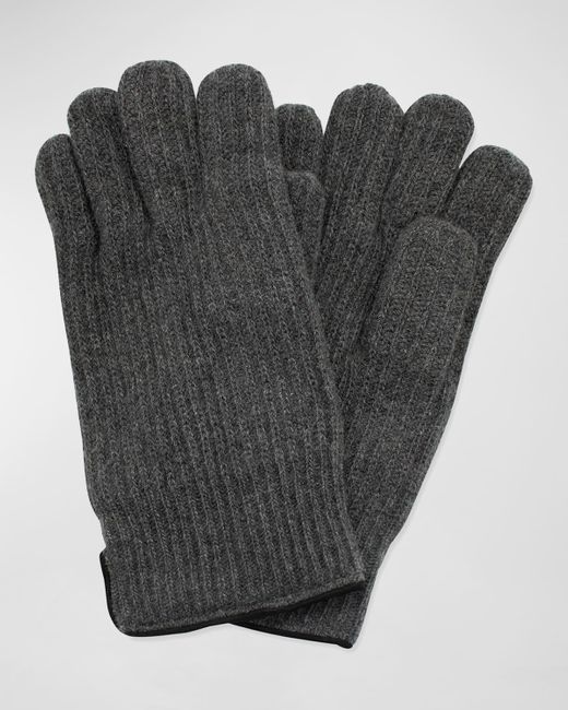 Portolano Black Rbbed Cashmere Gloves for men