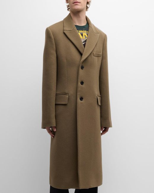Burberry Natural Solid Wool Overcoat for men