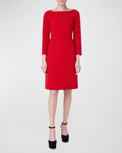Akris Red Double-Face Wool Short Dress