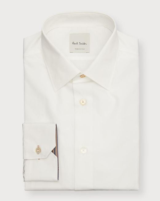 Paul Smith White Stripe Interior Cuff Tailored Fit Dress Shirt for men