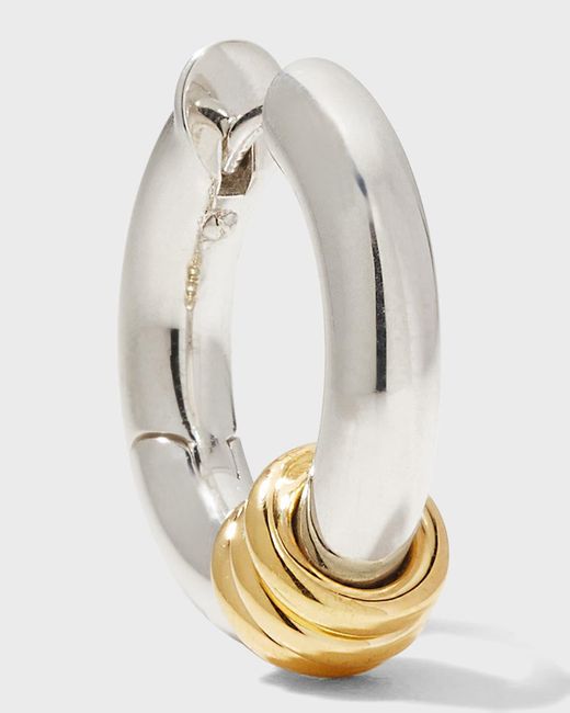 Spinelli Kilcollin Metallic 13mm Thick Hollow Hoop Earring In Sterling Silver With Yellow Gold Accents, Single
